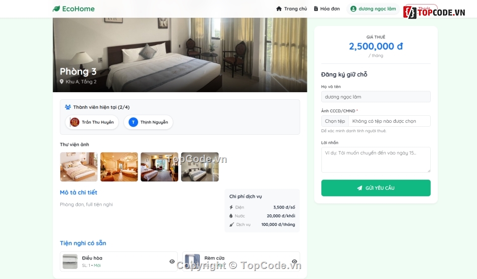 quản lý,Hệ thống quản lý,giải pháp,source quản lý nhà trọ